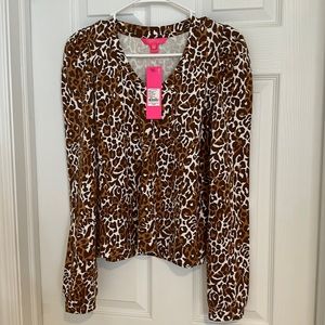 NWT, XXS, Lilly Pulitzer Chocolate My Favorite Spot Jansen V-neck Sweater